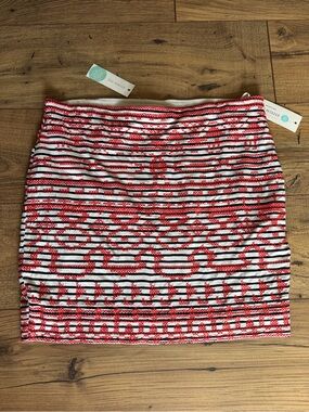 THML Brandi Embroidered Skirt Large Red White Black Boho Mini
